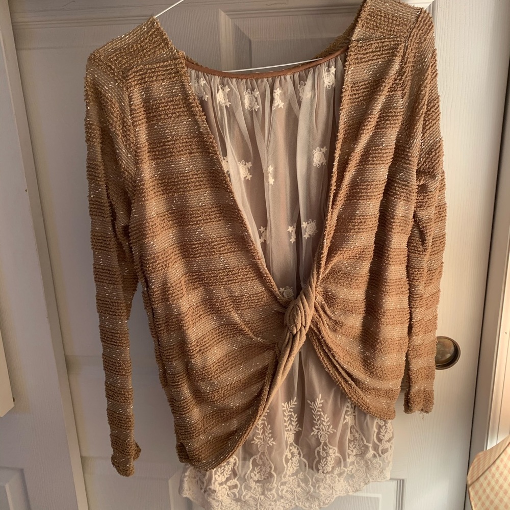 Oversized sweater-cute detail on back!